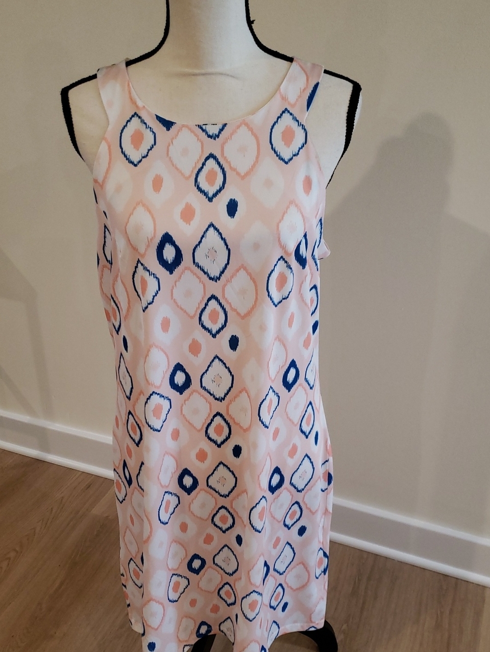 Jean - Pierre KLIFA Sleeveless Muted Peach & Blue Shift Dress